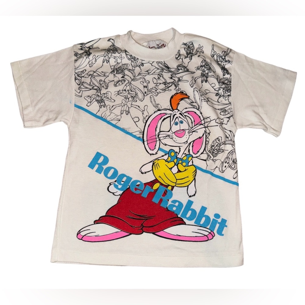 Toon Tops Disneys Roger Rabbit 1987 Vintage Single Stitch White Shirt Size 12